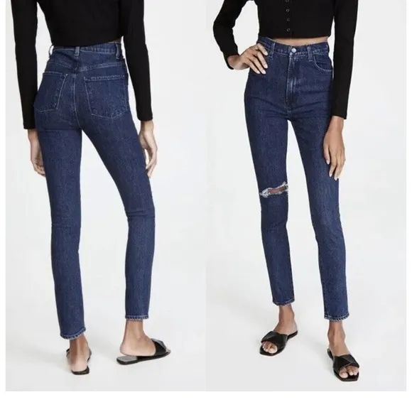J Brand 1212 Runway Straight in Experience Destruct Super High Rise Jeans