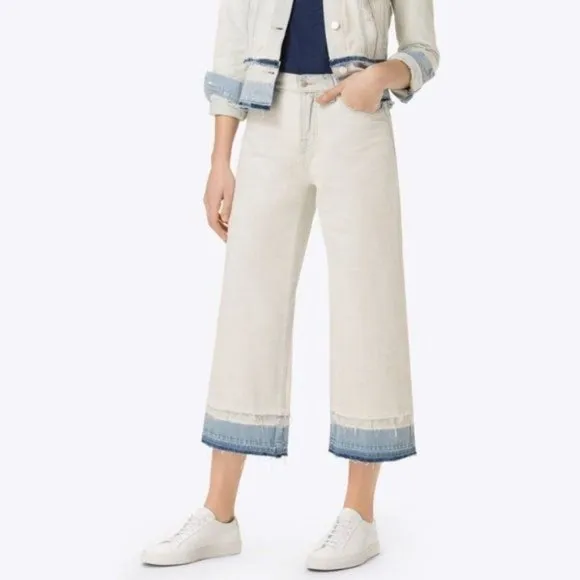 J Brand Liza Mid-Rise Culotte in Ecstasy Cut Off Raw Hem Acid