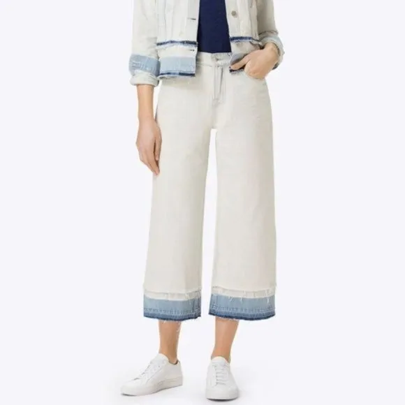 J Brand Liza Mid-Rise Culotte in Ecstasy Cut Off Raw Hem Acid
