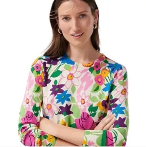 J. Crew Floral Pullover Merino Wool Sweater Size Small