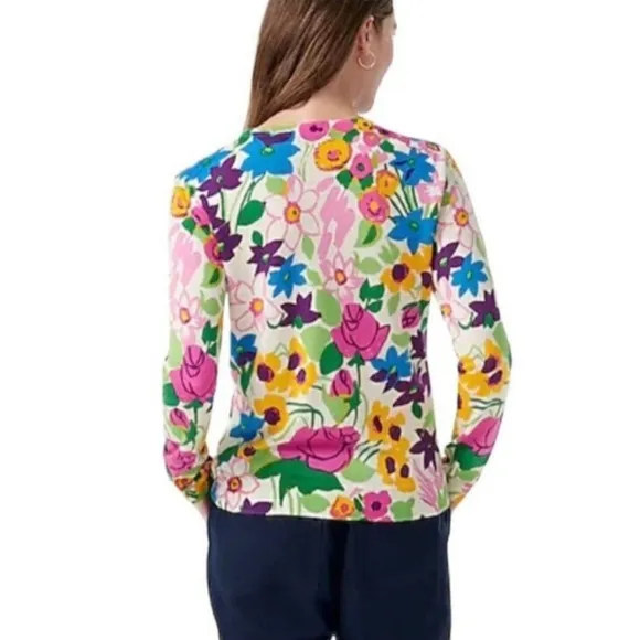 J. Crew Floral Pullover Merino Wool Sweater Size Small