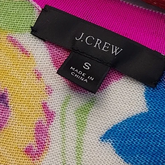J. Crew Floral Pullover Merino Wool Sweater Size Small