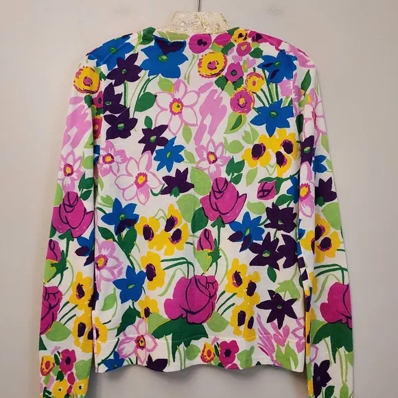 J. Crew Floral Pullover Merino Wool Sweater Size Small
