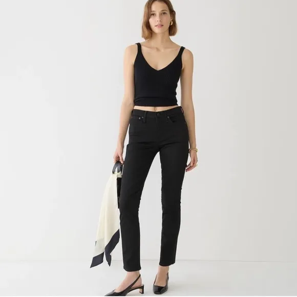 J. Crew Tall 9&quot; Mid-Rise Vintage Slim-Straight Jean in Stay Black Wash