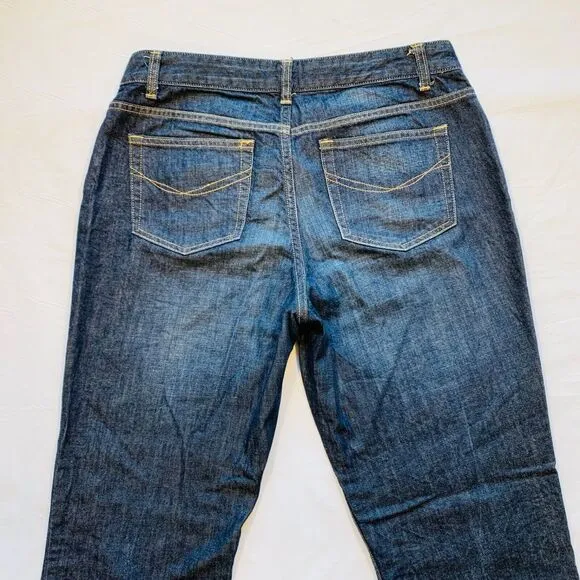 J. Jill Straight Leg‎ Jeans Faded Whiskered 100% Cotton Dark Wash 8 (31x31) NWOT