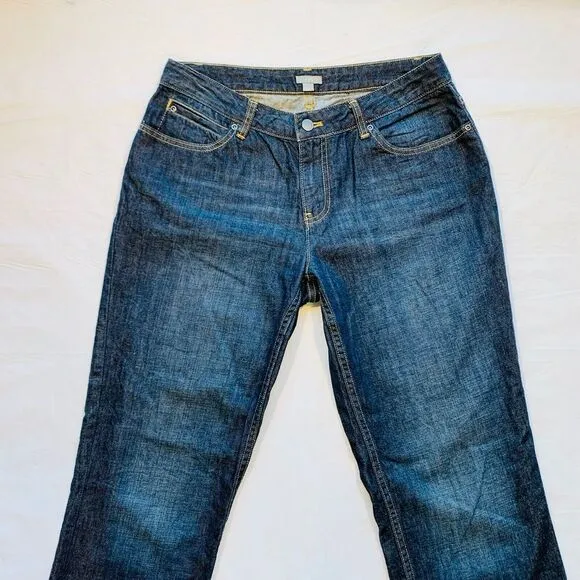 J. Jill Straight Leg‎ Jeans Faded Whiskered 100% Cotton Dark Wash 8 (31x31) NWOT