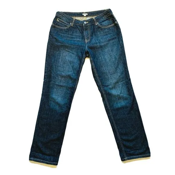 J. Jill Straight Leg‎ Jeans Faded Whiskered 100% Cotton Dark Wash 8 (31x31) NWOT