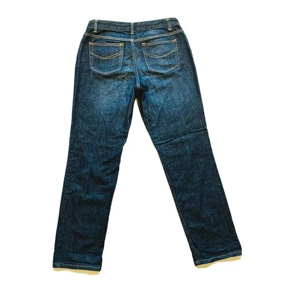 J. Jill Straight Leg‎ Jeans Faded Whiskered 100% Cotton Dark Wash 8 (31x31) NWOT
