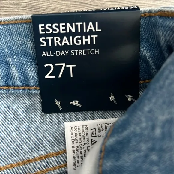 J.CREW Essential Straight Jeans Size 27 TALL Light Blue Raw Hem Stretch 90s NWT
