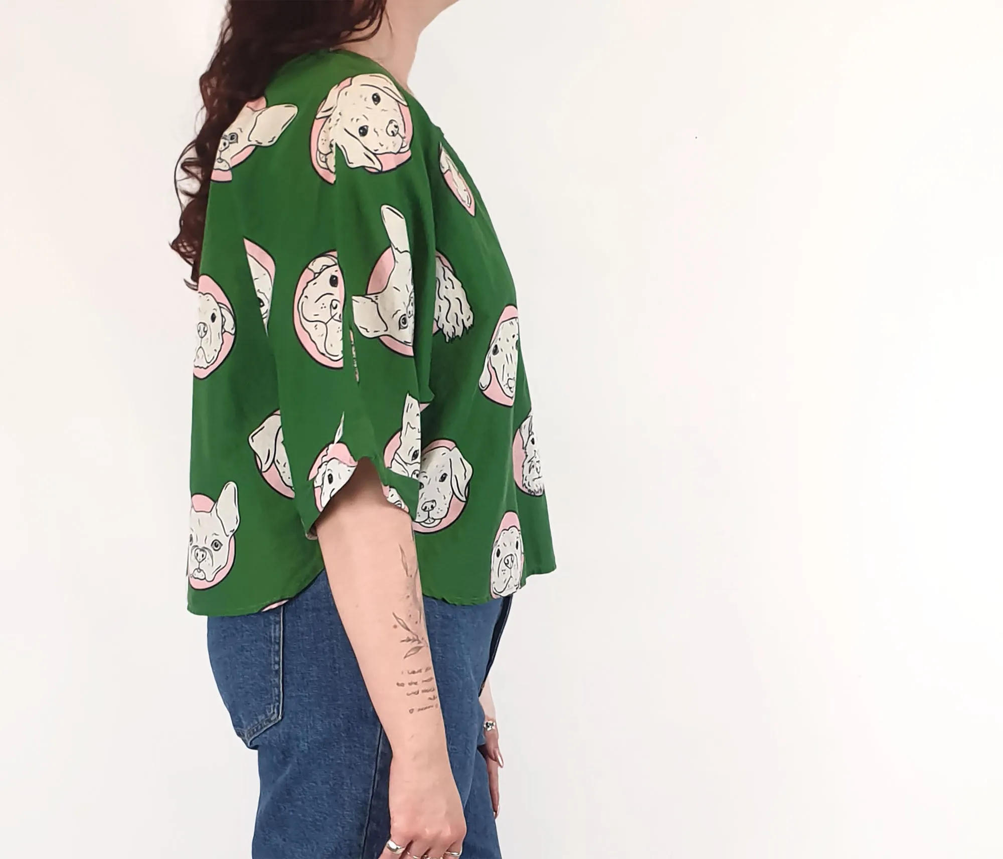 Jericho Road green dog print top size 12