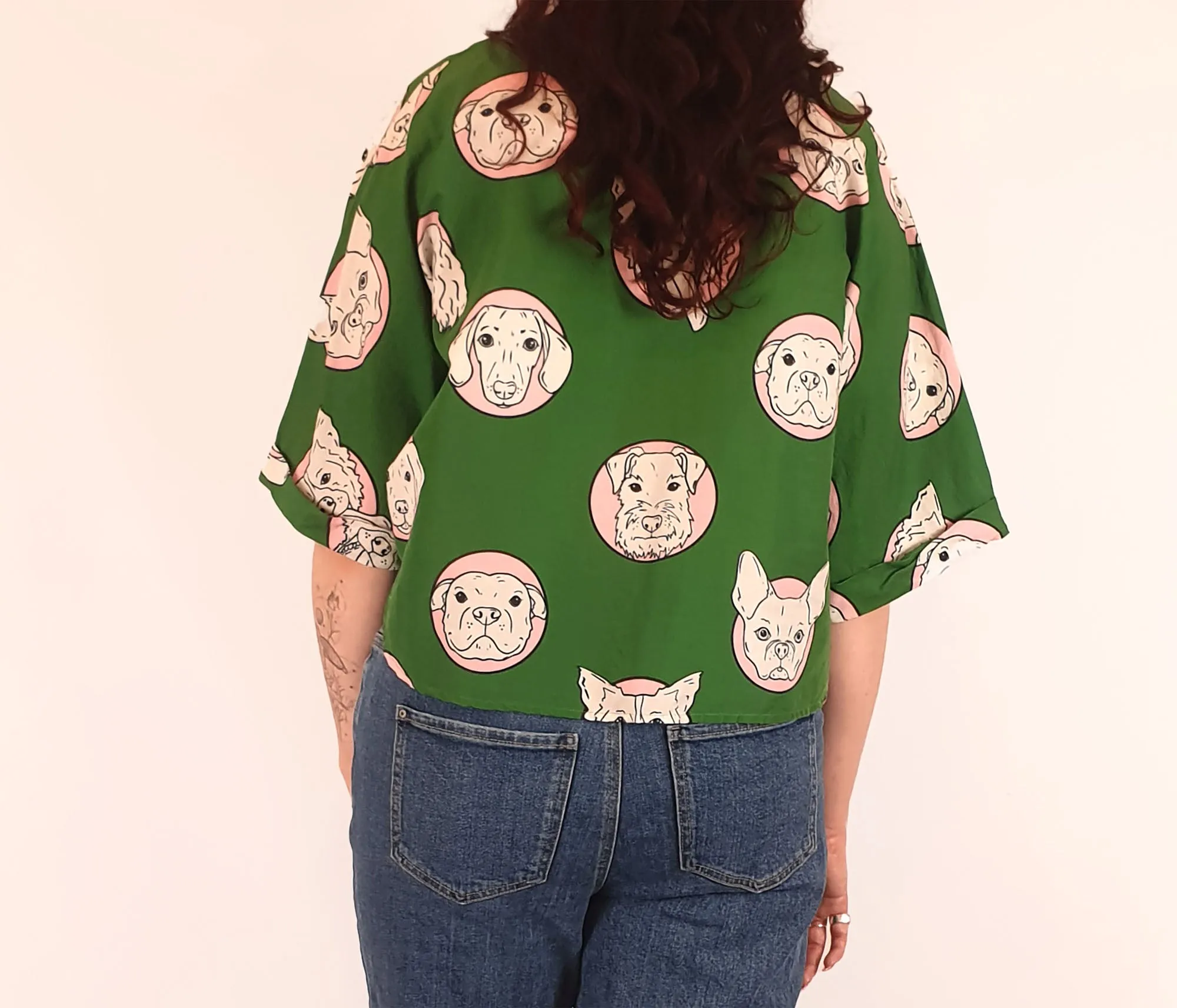 Jericho Road green dog print top size 12