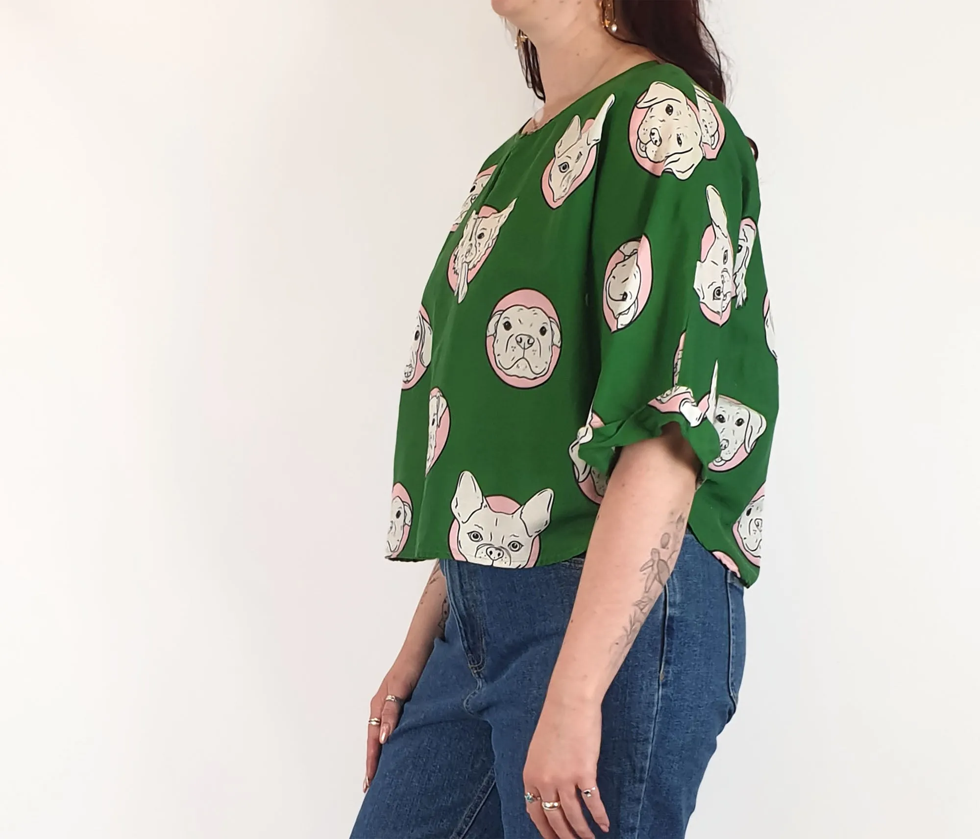 Jericho Road green dog print top size 12
