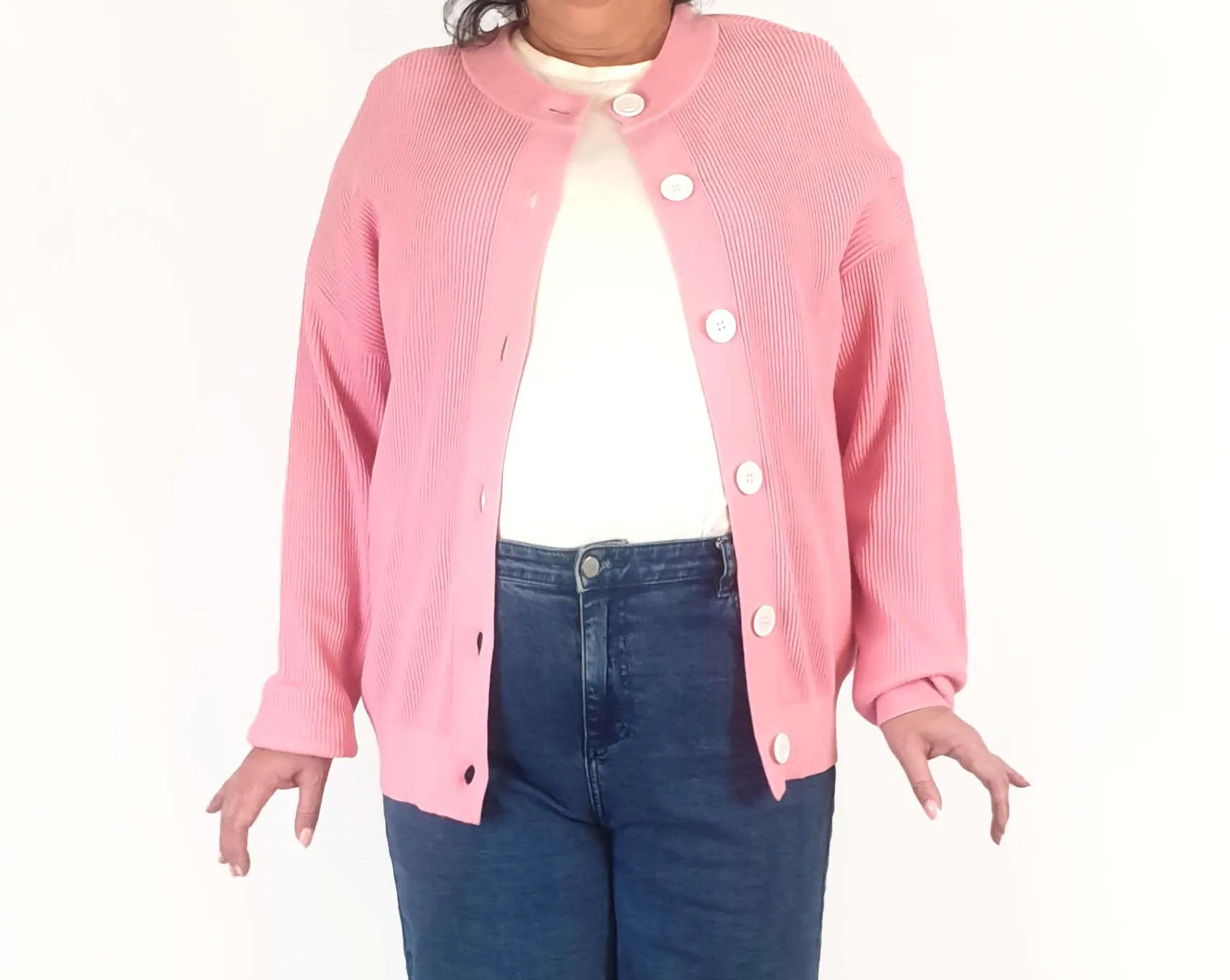 Jericho Road pink cotton daisy cardigan size 18