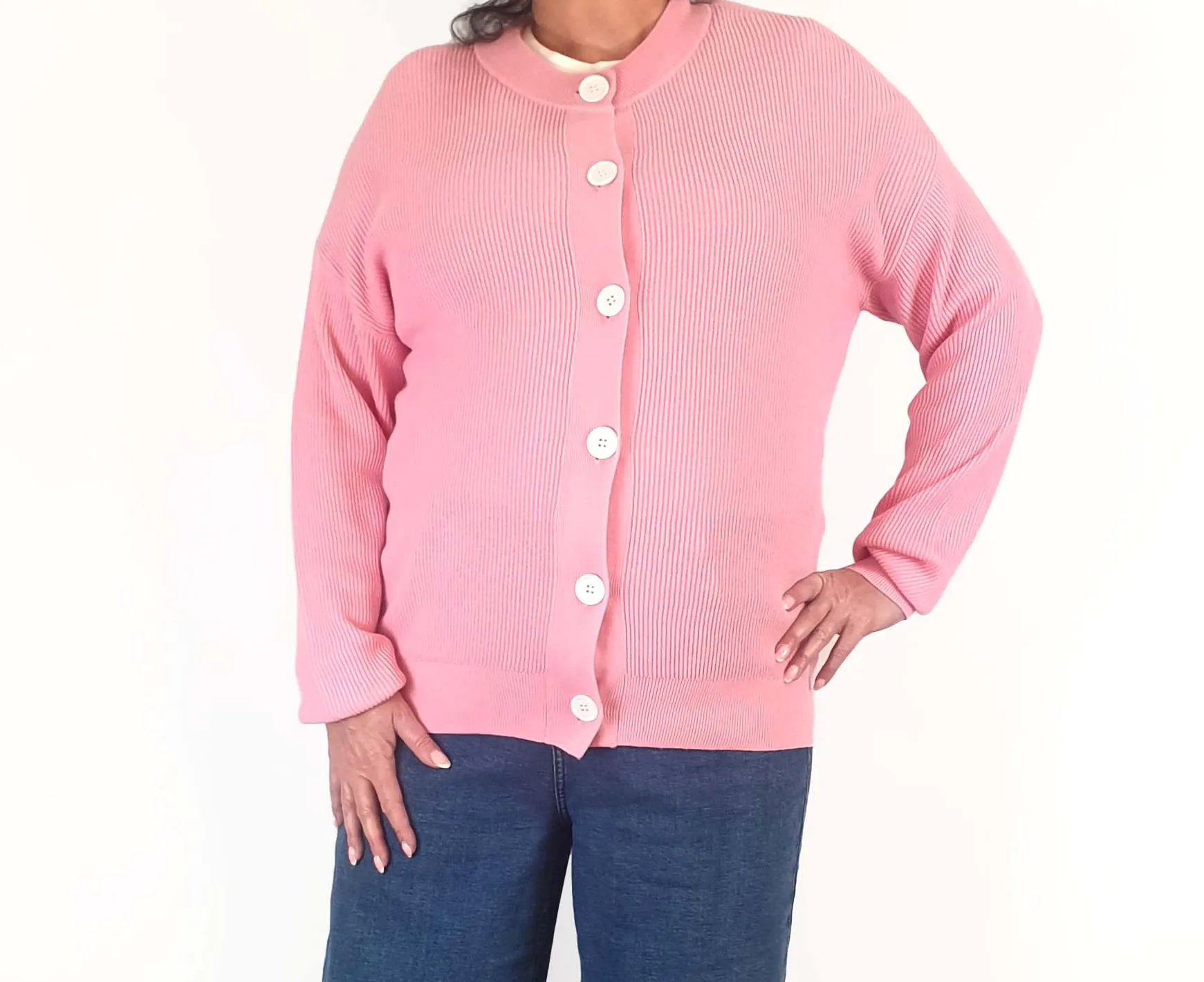 Jericho Road pink cotton daisy cardigan size 18