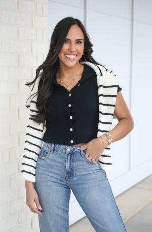 JET SET BUTTON CROP TOP