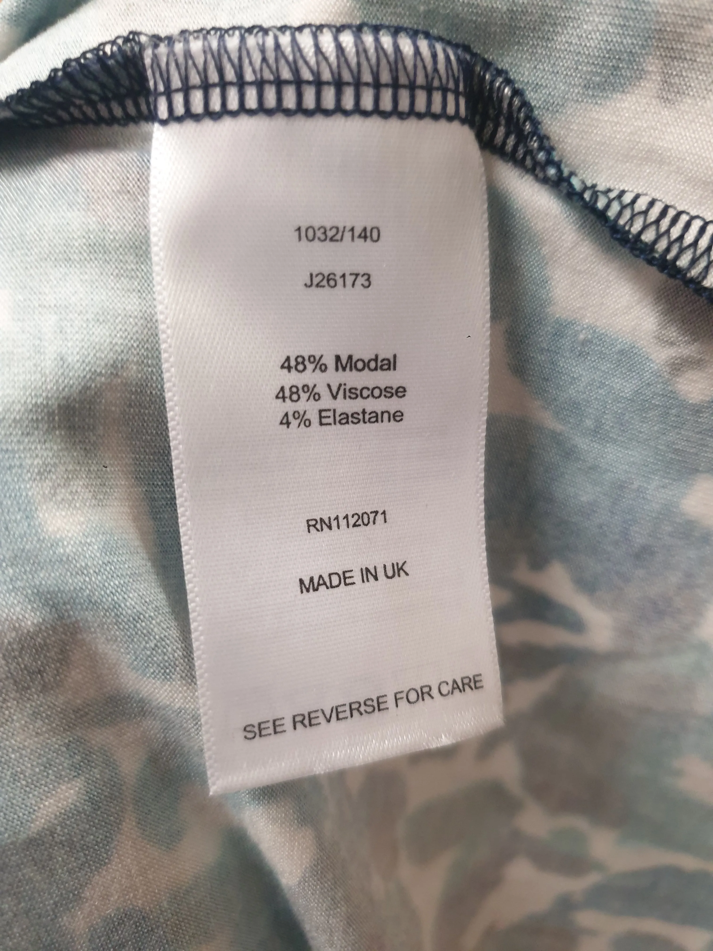 Jigsaw blue print tee shirt dress size S, best fits 8