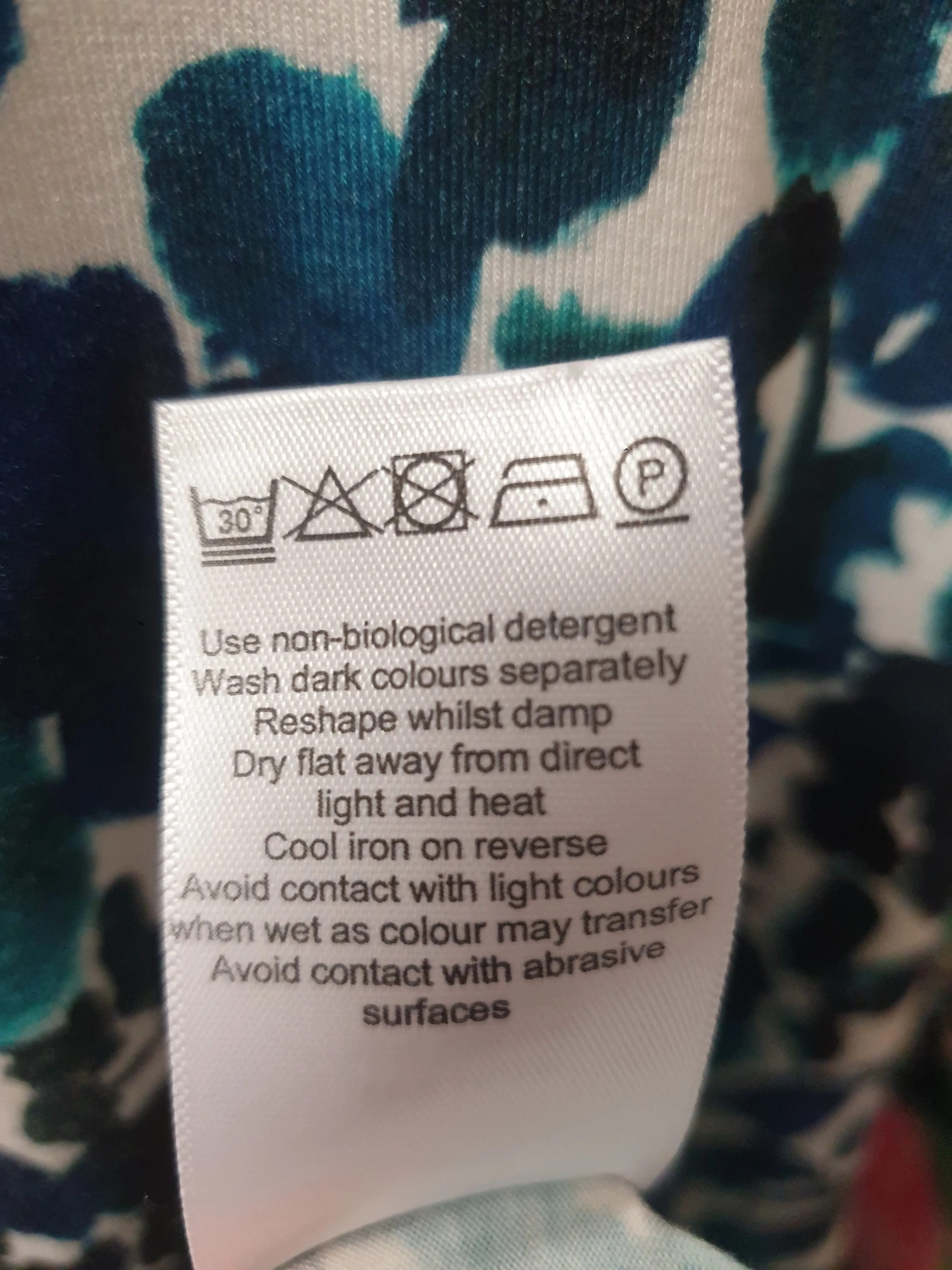 Jigsaw blue print tee shirt dress size S, best fits 8
