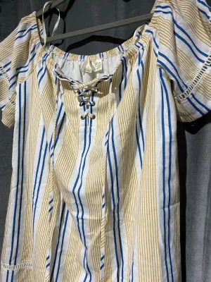 J.O.A Los Angeles Off the Shoulder Striped Shift Dress