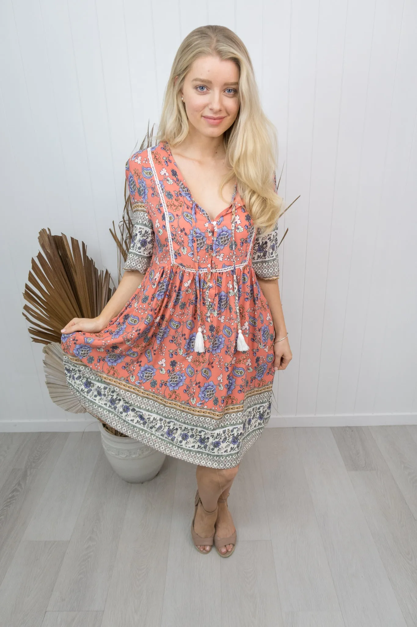Joelene Dress -Coral