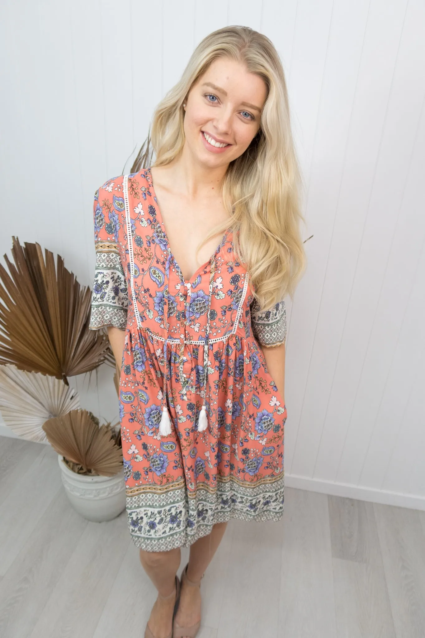 Joelene Dress -Coral