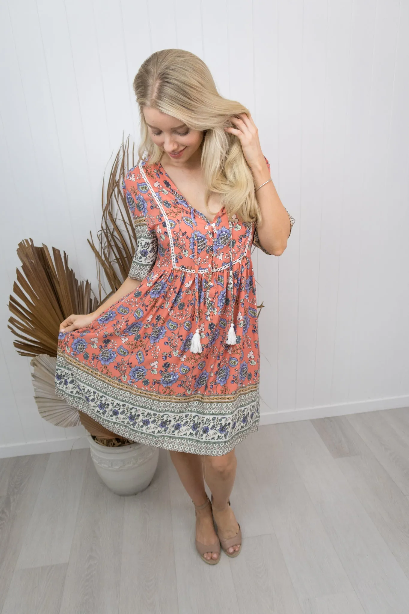 Joelene Dress -Coral