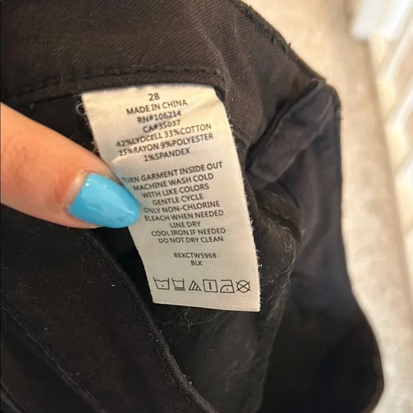 Joe’s Jeans Black Silver Metallic Shimmer Skinny Jeans size 28