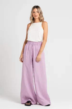 Jonathan Wide Leg Linen Pant Lilac