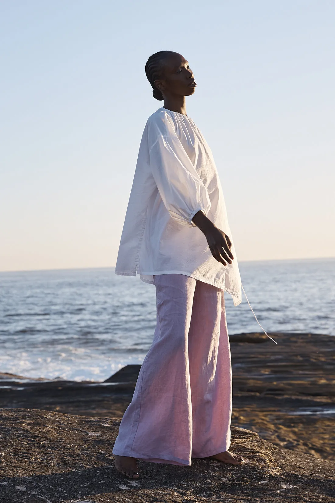 Jonathan Wide Leg Linen Pant Lilac