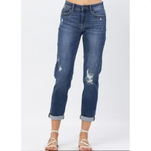 Judy Blue Mid-Rise Slim Fit Distressed Cuff Jean