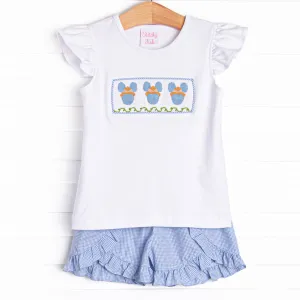 Jungle Joyride Smocked Ruffle Short Set, Blue