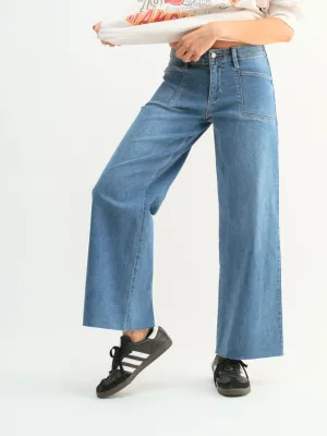 Just Black Medium Denim Utility Slim Wide Leg