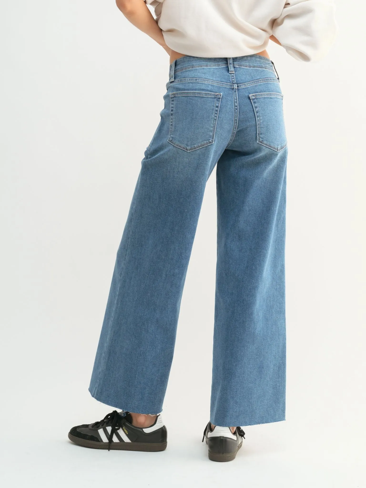 Just Black Medium Denim Utility Slim Wide Leg