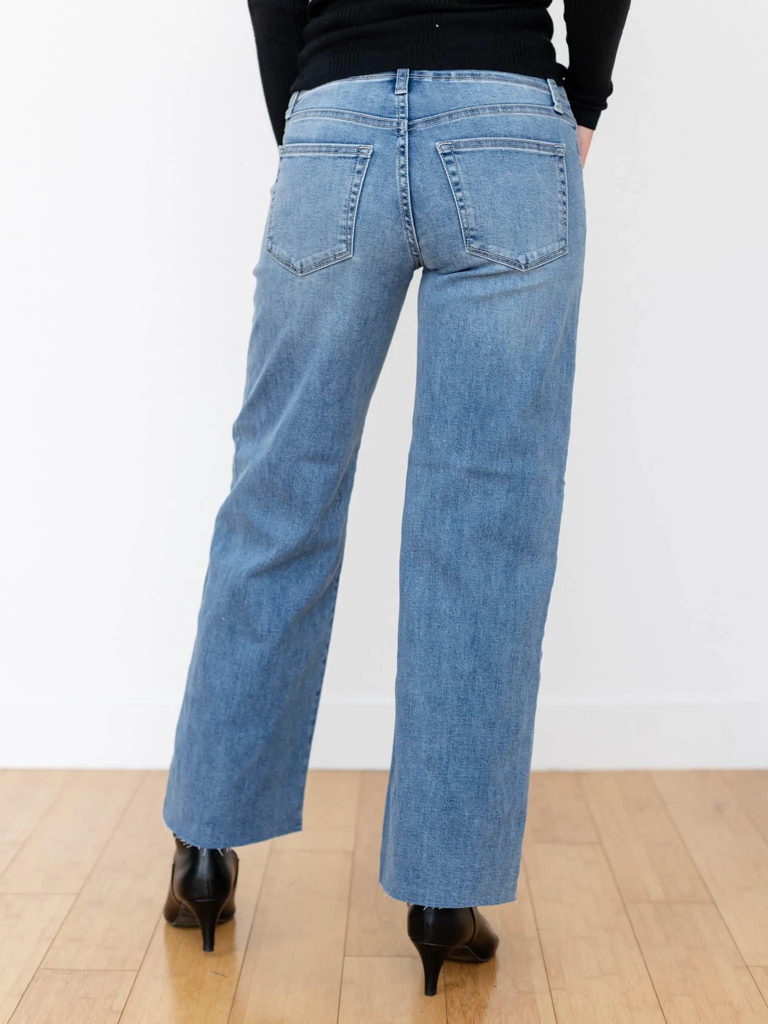 Just Black Medium Denim Utility Slim Wide Leg