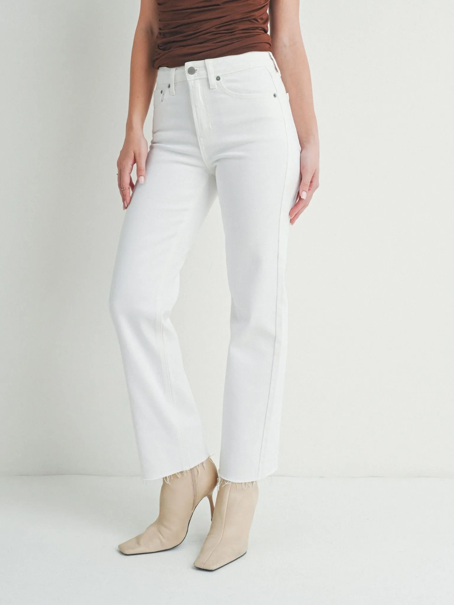 Just Black White Hem Detail Straight