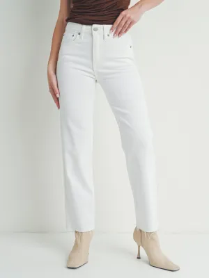 Just Black White Hem Detail Straight
