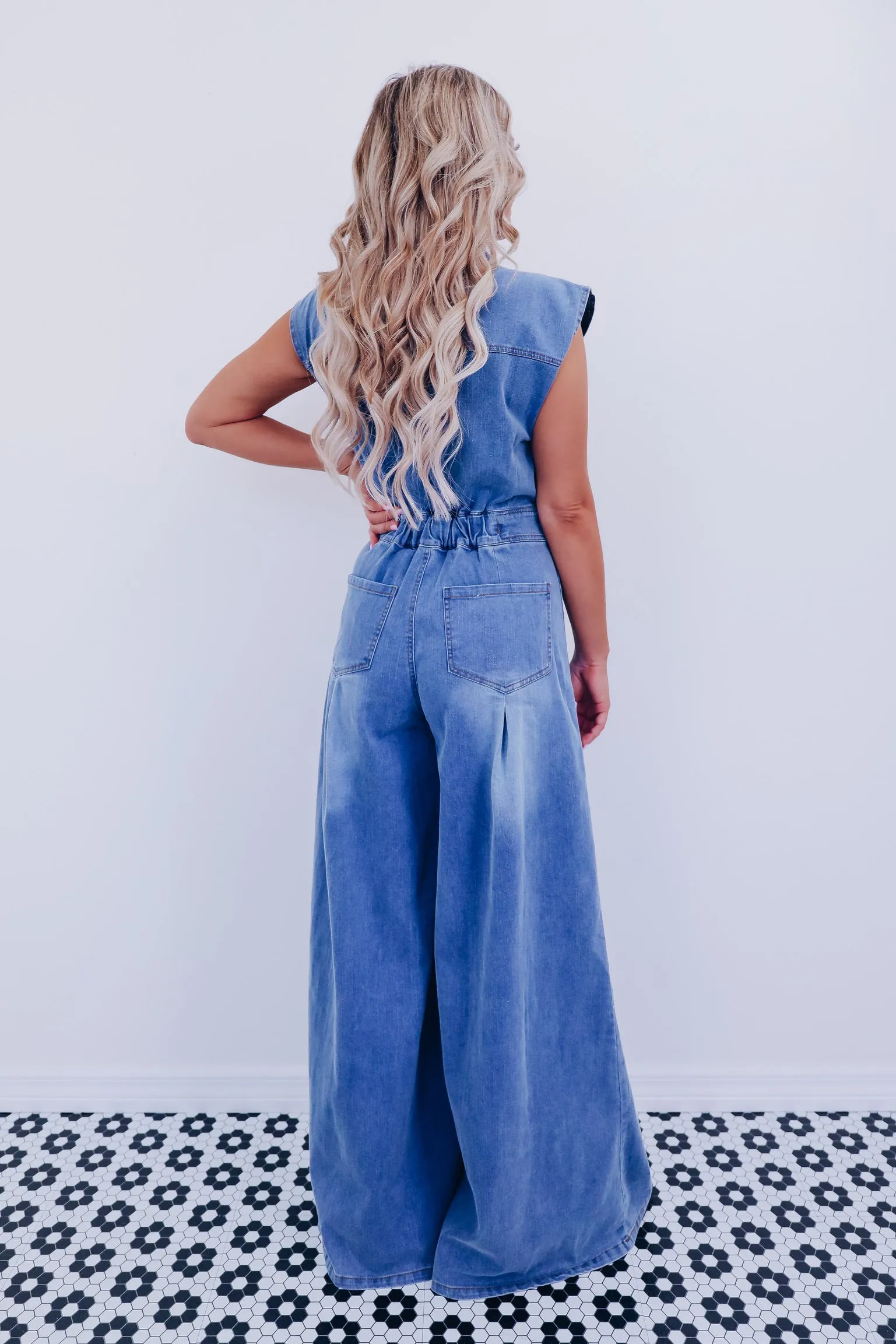 Kala Classic Wide Leg Denim Jumpsuit - Denim