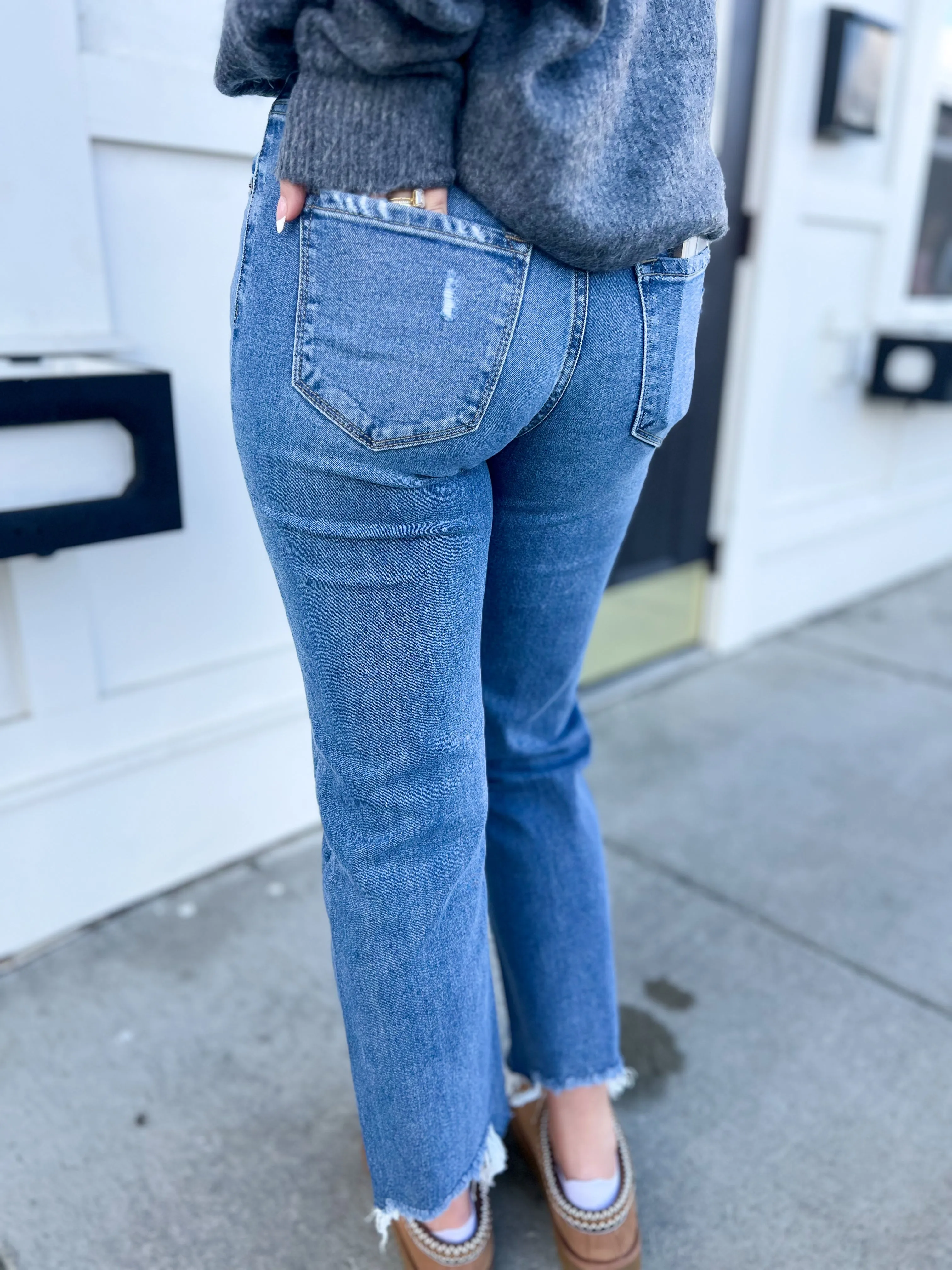 Kammi HR Slim Wide Leg- Medium Wash