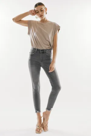 Kan Can Teen's High Rise Hem Detail Skinny Jeans-Gray.
