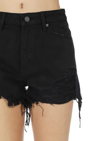 KanCan High Rise Destroyed Shorts - Black