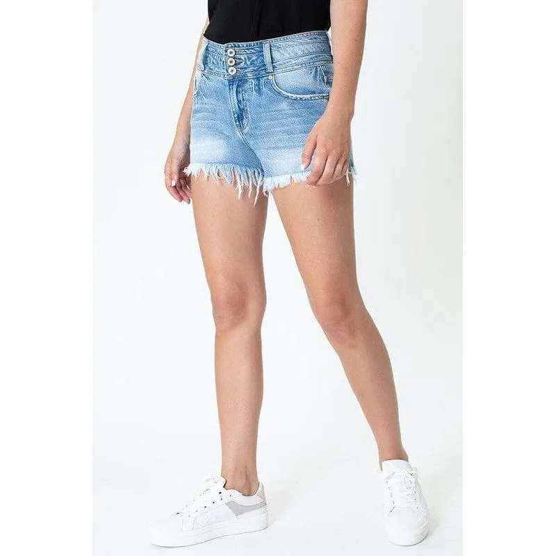 Kancan high rise hem detail shorts