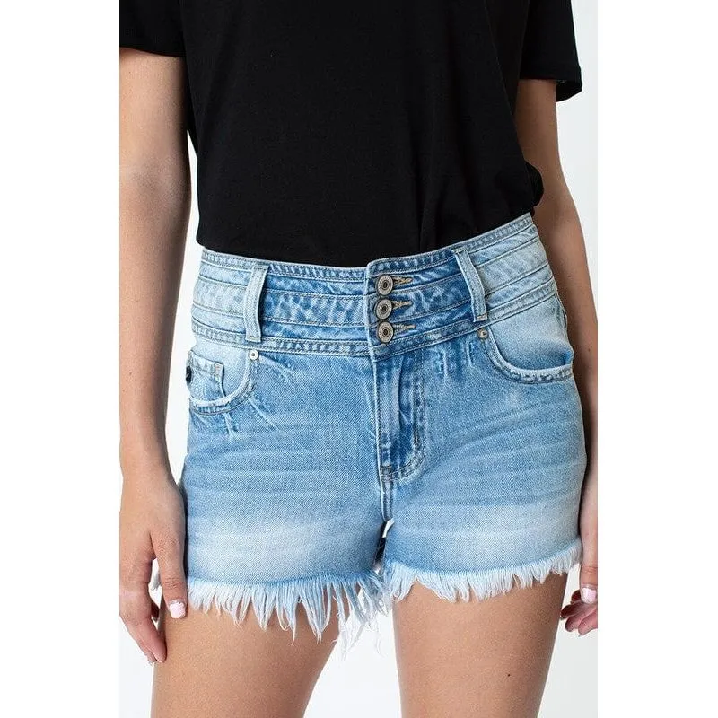 Kancan high rise hem detail shorts