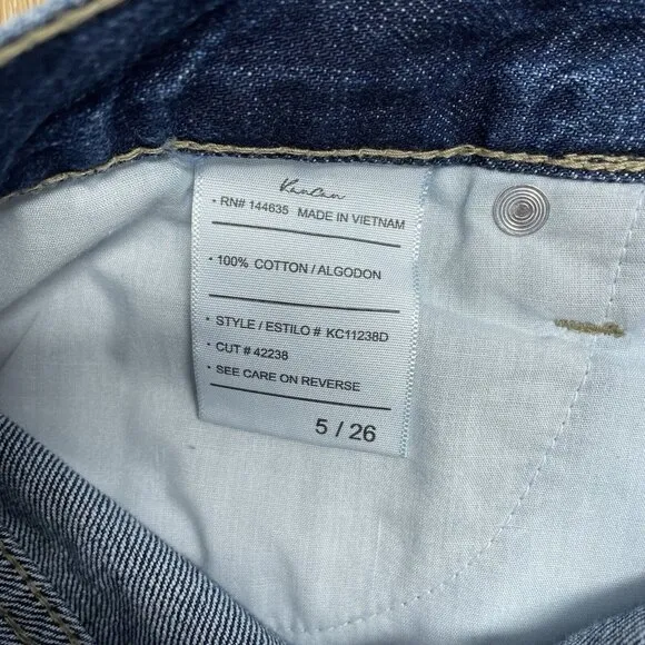 KANCAN JEANS FINLEY STRAIGHT LEG HIGH RISE SIZE 5/26 100% COTTON DARK WASH NWT