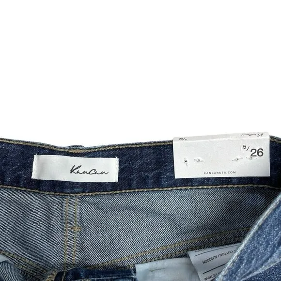 KANCAN JEANS FINLEY STRAIGHT LEG HIGH RISE SIZE 5/26 100% COTTON DARK WASH NWT