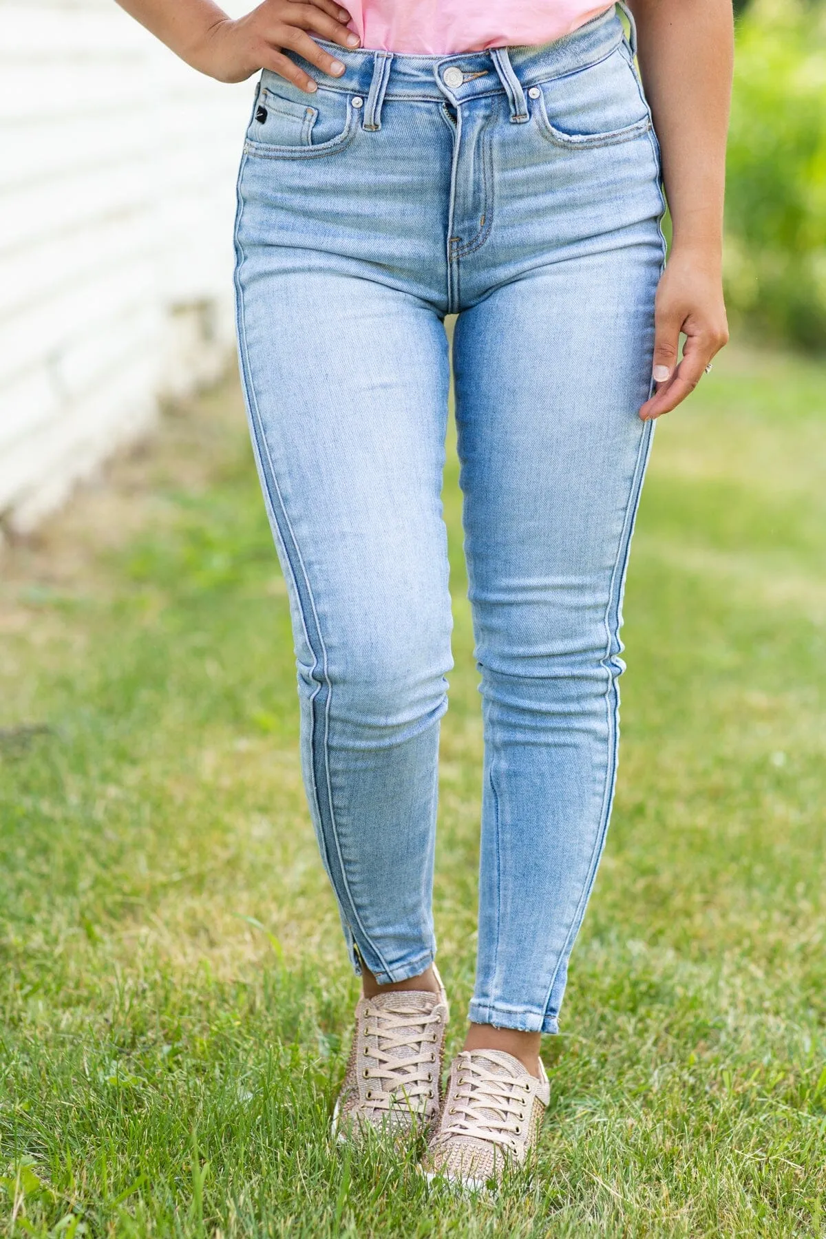KanCan Light Wash Contrast Side Panel Jeans
