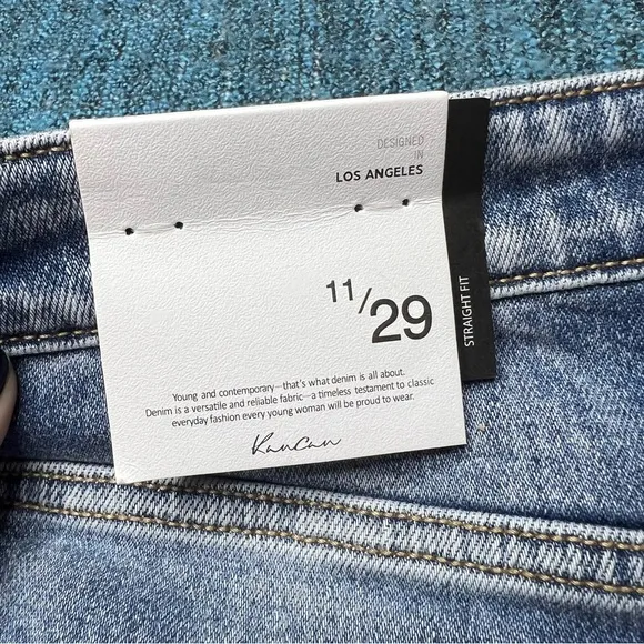 Kancan Patched Straight Leg Jeans High Rise