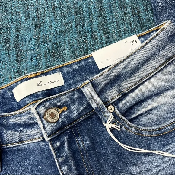 Kancan Patched Straight Leg Jeans High Rise