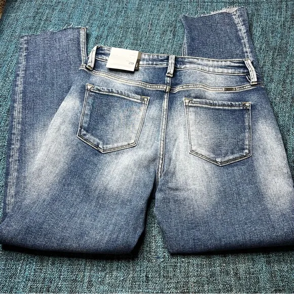 Kancan Patched Straight Leg Jeans High Rise