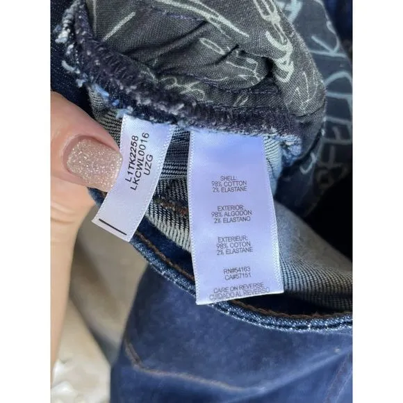 Karl Lagerfield Straight Leg Logo Tapering High  Rise Jeans Size 8 - Blue