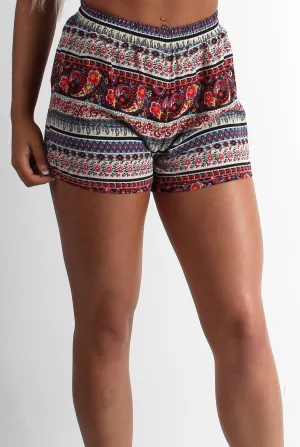 Katerina Red Paisley Shorts