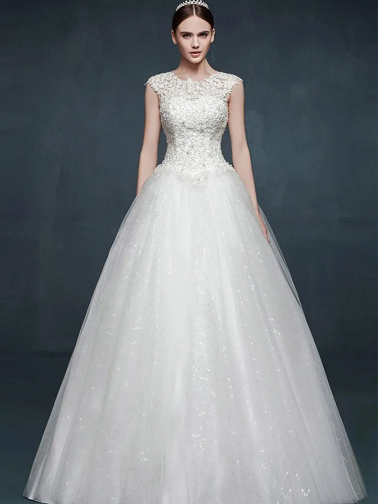 Keyhole Back Lace A-line Wedding Dress